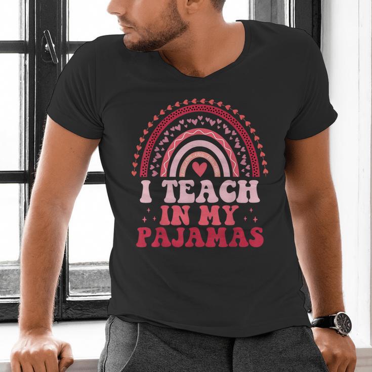 Rainbow Retro Homeschool Mom Teacher I Teach In My Pajamas Men's V-Neck T-Shirt, gift for family, gift for coworker Rainbow Retro Homeschool Mom Teacher I Teach In My Pajamas Men's V-Neck T-Shirt, gift for family, gift for coworker