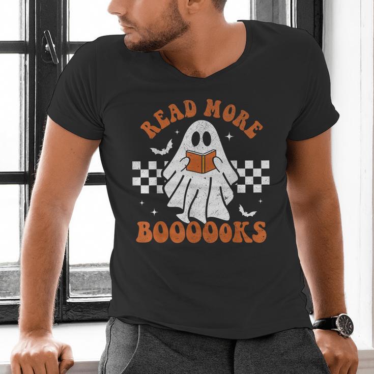 Read More Books Cute Ghost Reading Book Teacher Halloween Men's V-Neck T-Shirt, gift for family, gift for coworker