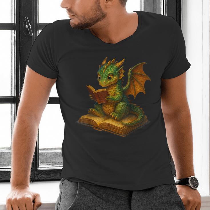 Reading Dragon Shirt For Bookish Teacher Librarian Bookworm Men's V-Neck T-Shirt, gift for family, gift for coworker Reading Dragon Shirt For Bookish Teacher Librarian Bookworm Men's V-Neck T-Shirt, gift for family, gift for coworker