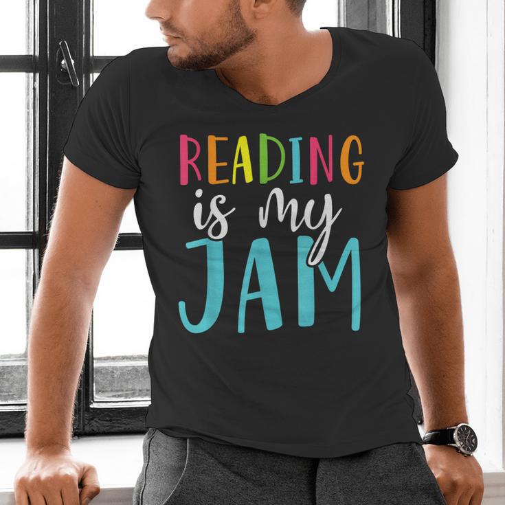 Reading Is My Jam Back To School Teacher Men's V-Neck T-Shirt, gift for family, gift for coworker Reading Is My Jam Back To School Teacher Men's V-Neck T-Shirt, gift for family, gift for coworker