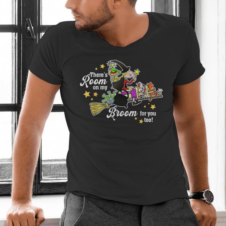 There's Room On My Broom For You Too Teacher Halloween Men's V-Neck T-Shirt, gift for family, gift for coworker There's Room On My Broom For You Too Teacher Halloween Men's V-Neck T-Shirt, gift for family, gift for coworker