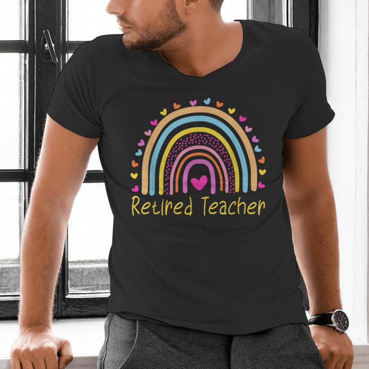 Retired Teacher Rainbow Men's V-Neck T-Shirt, gift for family, gift for coworker Retired Teacher Rainbow Men's V-Neck T-Shirt, gift for family, gift for coworker