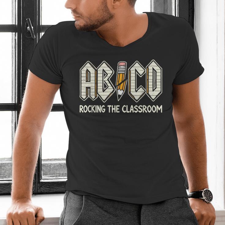 Retro Abcd Teacher Novelty Back To School Teacher Men's V-Neck T-Shirt, gift for family, gift for coworker Retro Abcd Teacher Novelty Back To School Teacher Men's V-Neck T-Shirt, gift for family, gift for coworker