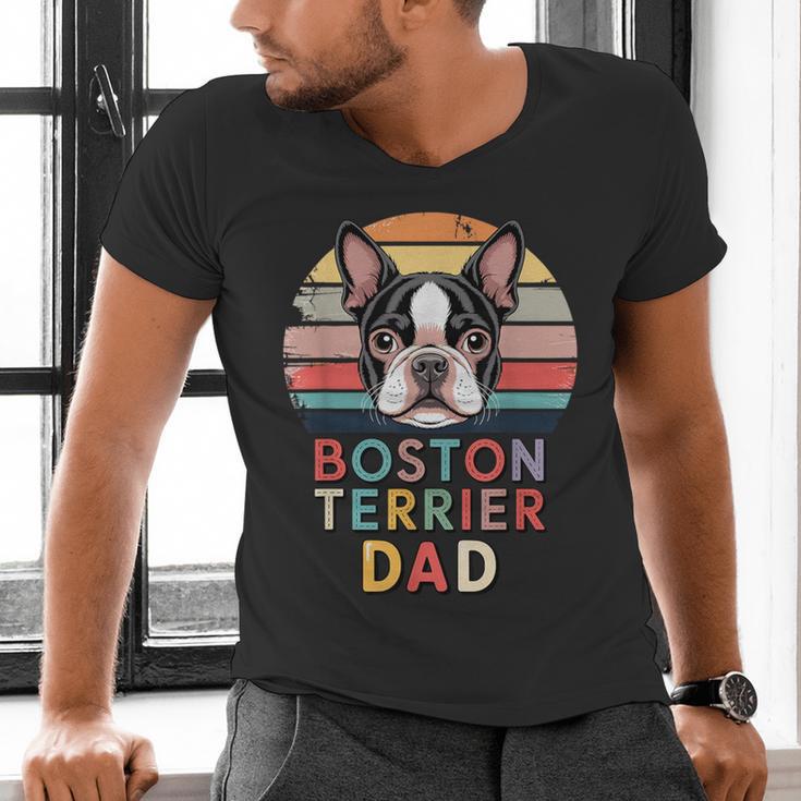 Retro Boston Terrier Dad Men's V-Neck T-Shirt, Boston Terrier Dad Shirts, gift for family, gift for coworker