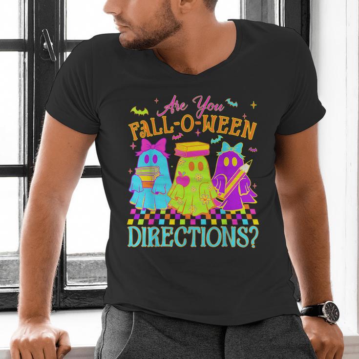 Retro Are You Falloween Direction Teacher Spooky Halloween Men's V-Neck T-Shirt, gift for family, gift for coworker