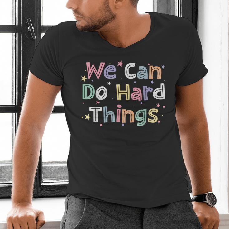 Retro We Can Do Hard-Things Teacher Back To School Men's V-Neck T-Shirt, gift for family, gift for coworker