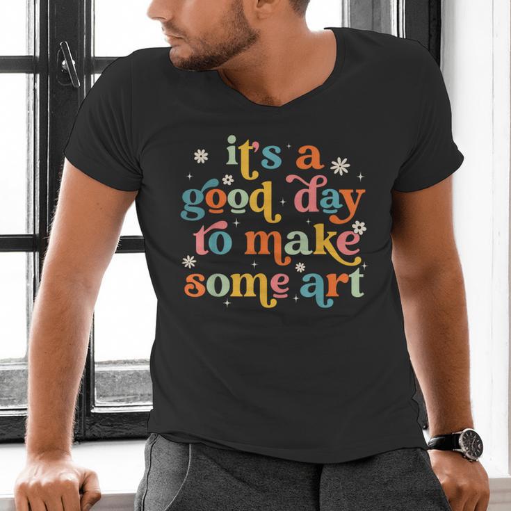 Retro It's a Good Day To Make Some Art Teacher Student Men's V-Neck T-Shirt, gift for family, gift for coworker Retro It's a Good Day To Make Some Art Teacher Student Men's V-Neck T-Shirt, gift for family, gift for coworker