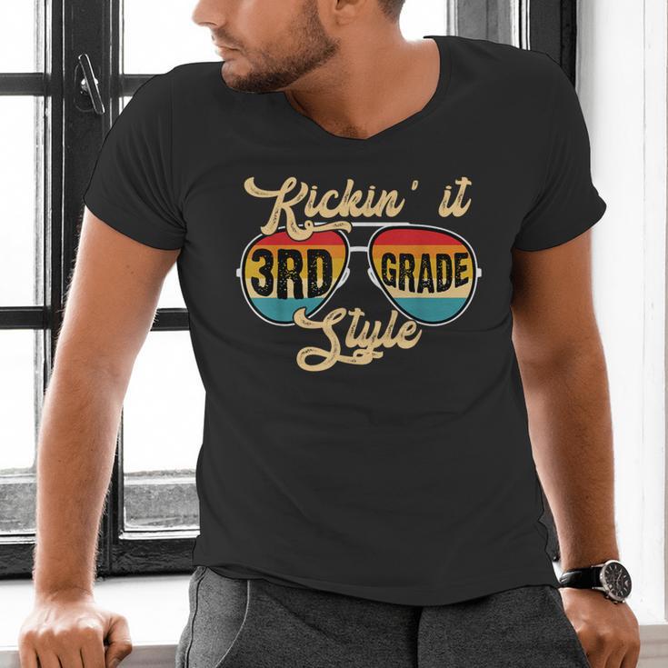 Retro Kickin It 3rd Grade Style Teacher Back To School Men Women Men's V-Neck T-Shirt, gift for family, gift for coworker Retro Kickin It 3rd Grade Style Teacher Back To School Men Women Men's V-Neck T-Shirt, gift for family, gift for coworker