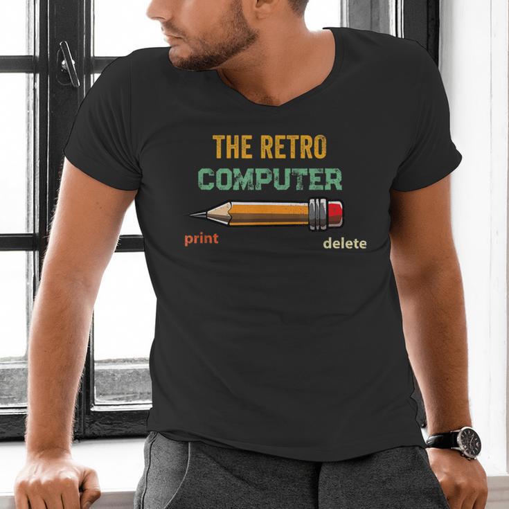 Retro Old-School Computer Pencil Tech Teacher Men's V-Neck T-Shirt, Retro Computer Shirts, gift for family, gift for coworker Retro Old-School Computer Pencil Tech Teacher Men's V-Neck T-Shirt, Retro Computer Shirts, gift for family, gift for coworker