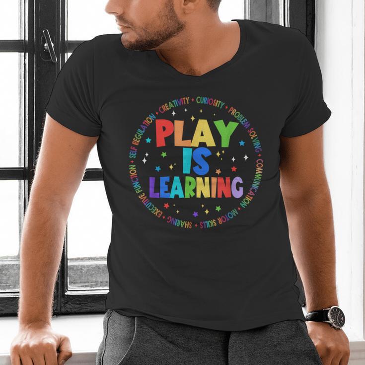 Retro Play Is Learning Teacher Back To School Men's V-Neck T-Shirt, gift for family, gift for coworker