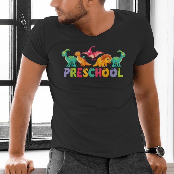 Retro Preschool Cute Dinosaur Preschool Teacher Kids Boys Men's V-Neck T-Shirt, gift for family, gift for coworker Retro Preschool Cute Dinosaur Preschool Teacher Kids Boys Men's V-Neck T-Shirt, gift for family, gift for coworker
