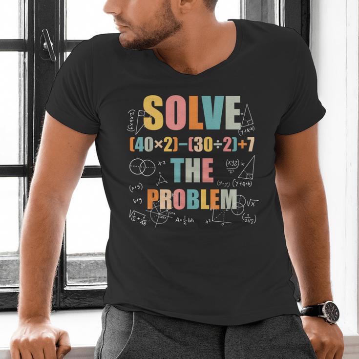Retro Solve The Problem 67 Meme Joke Math Teacher Men's V-Neck T-Shirt, gift for family, gift for coworker