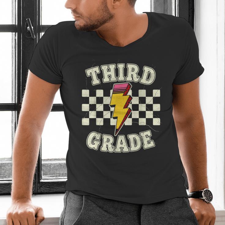 Retro Third Grade Teacher Lightning Bolt Pencil Teacher Kids Men's V-Neck T-Shirt, gift for family, gift for coworker Retro Third Grade Teacher Lightning Bolt Pencil Teacher Kids Men's V-Neck T-Shirt, gift for family, gift for coworker