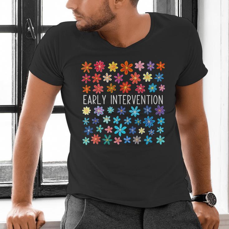 Retro Wildflower Early Intervention Teacher Interventionist Men's V-Neck T-Shirt, gift for family, gift for coworker