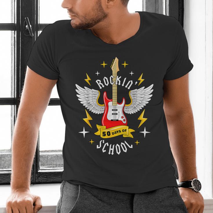 Rockin 50 Days Of School 50th Day Of School Teacher Student Men Women Girls Kids Men's V-Neck T-Shirt, gift for family, gift for coworker Rockin 50 Days Of School 50th Day Of School Teacher Student Men Women Girls Kids Men's V-Neck T-Shirt, gift for family, gift for coworker