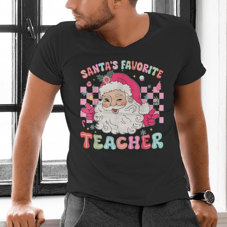 Santa Favorite Teacher Shirt Teacher Christmas Men's V-Neck T-Shirt, gift for family, gift for coworker Santa Favorite Teacher Shirt Teacher Christmas Men's V-Neck T-Shirt, gift for family, gift for coworker