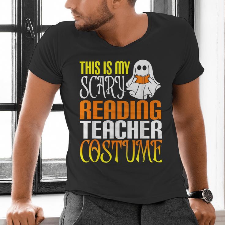 This Is My Scary Reading Teacher Costume Halloween School Men's V-Neck T-Shirt, gift for family, gift for coworker This Is My Scary Reading Teacher Costume Halloween School Men's V-Neck T-Shirt, gift for family, gift for coworker