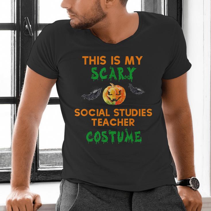 My Scary Social Studies Teacher Costume Halloween Men Women Men's V-Neck T-Shirt, gift for family, gift for coworker