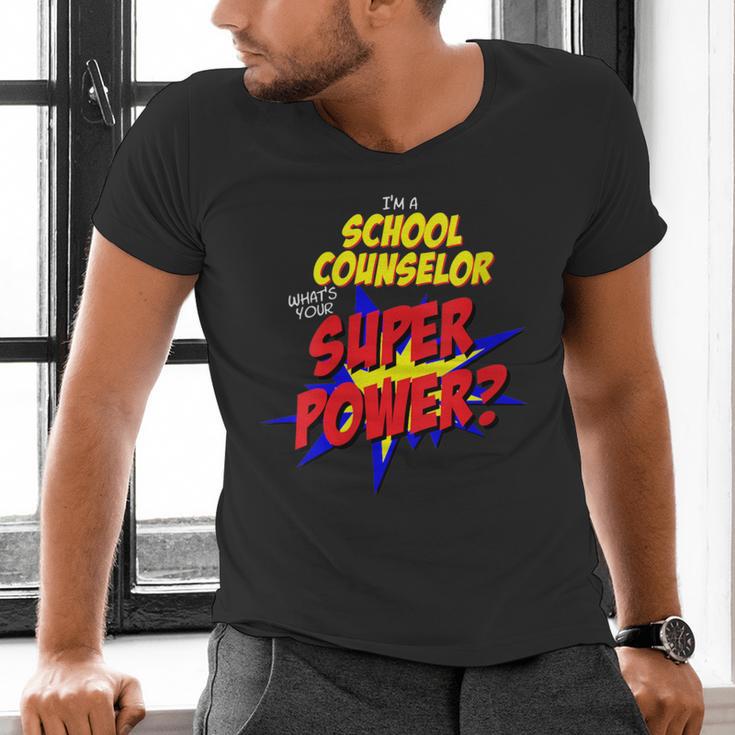 School Counselor Teacher Superhero Superpower Comic Book Men's V-Neck T-Shirt, gift for family, gift for coworker School Counselor Teacher Superhero Superpower Comic Book Men's V-Neck T-Shirt, gift for family, gift for coworker