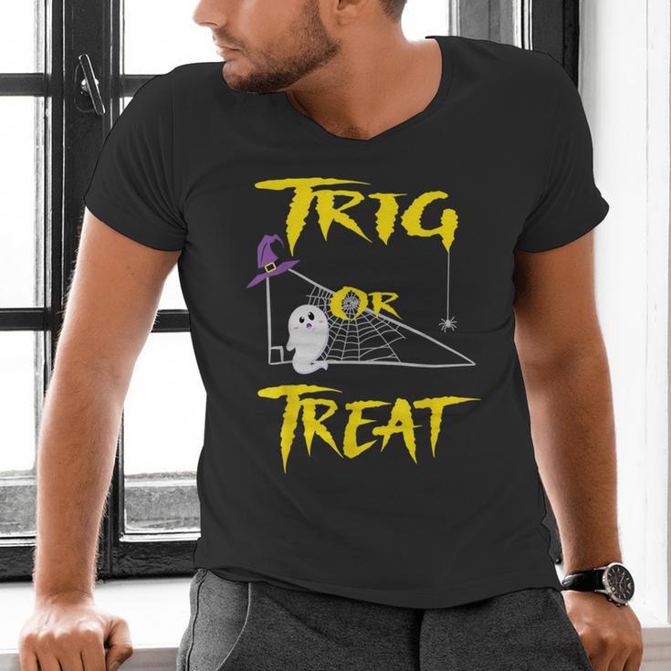 School Math Teacher Halloween 2022 Trig Or Treat Shirt Men's V-Neck T-Shirt, gift for family, gift for coworker