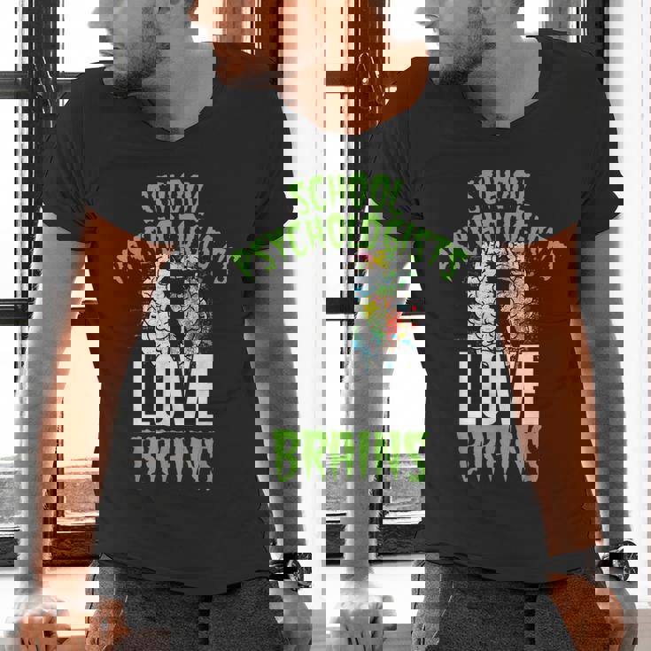 School Psychologists Love Brains Halloween Teacher Counselor Men&#x27;s V-Neck T-Shirt, gift for family, gift for coworker