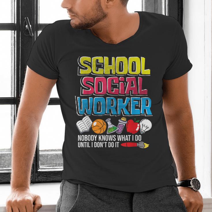 School Social Worker Teacher Caseworker Public Servant LSW Men's V-Neck T-Shirt, gift for family, gift for coworker