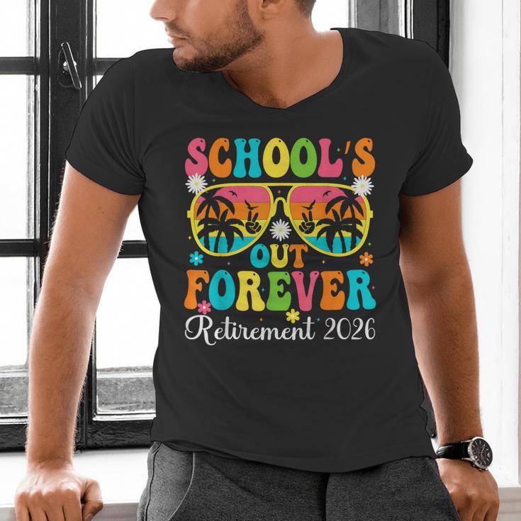 School's Out Forever Retirement 2026 Retro Retired Teacher Men's V-Neck T-Shirt, gift for family, gift for coworker