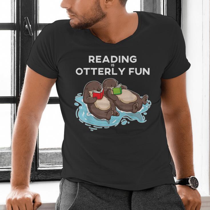 Sea Otter Book Reading Shirt For Bookworm Teachers Men's V-Neck T-Shirt, gift for family, gift for coworker