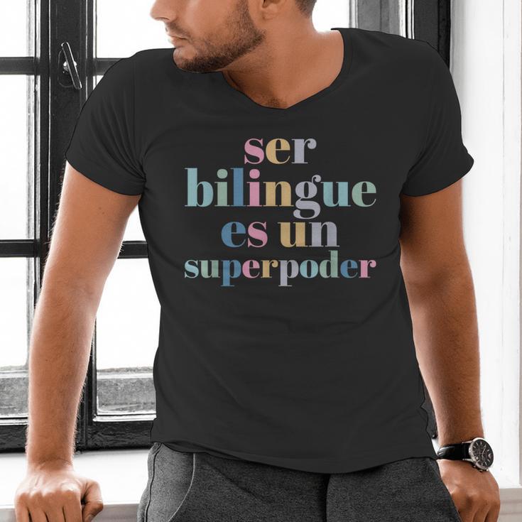Ser Bilingue Es Un Superpoder Bilingual Spanish Teacher Men's V-Neck T-Shirt, gift for family, gift for coworker Ser Bilingue Es Un Superpoder Bilingual Spanish Teacher Men's V-Neck T-Shirt, gift for family, gift for coworker