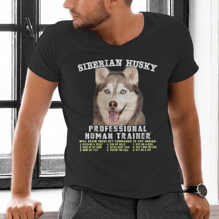 Siberian Husky Professional Human Trainer Men's V-Neck T-Shirt, gift for family, gift for coworker