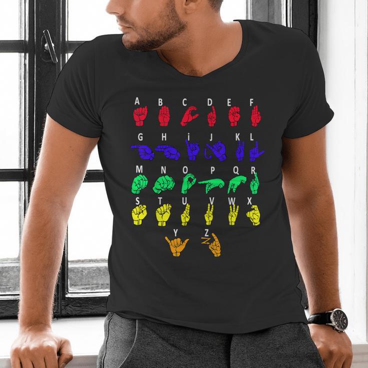 Sign Language Alphabet For ASL Interpreter Deaf Teacher Stud For Men Women Girls Kids Men's V-Neck T-Shirt, gift for family, gift for coworker