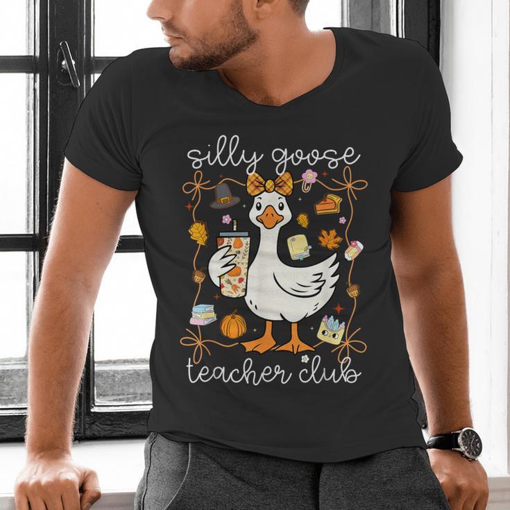 Silly Goose Teachers Club Cozy Fall Teacher Men's V-Neck T-Shirt, gift for family, gift for coworker Silly Goose Teachers Club Cozy Fall Teacher Men's V-Neck T-Shirt, gift for family, gift for coworker