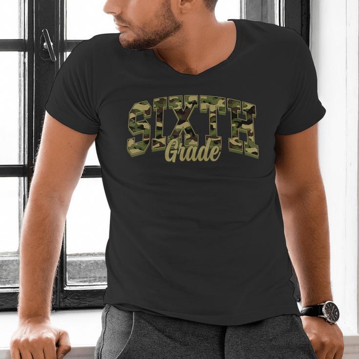 Sixth Grade Teacher Student Camouflage Back To School Men's V-Neck T-Shirt, gift for family, gift for coworker