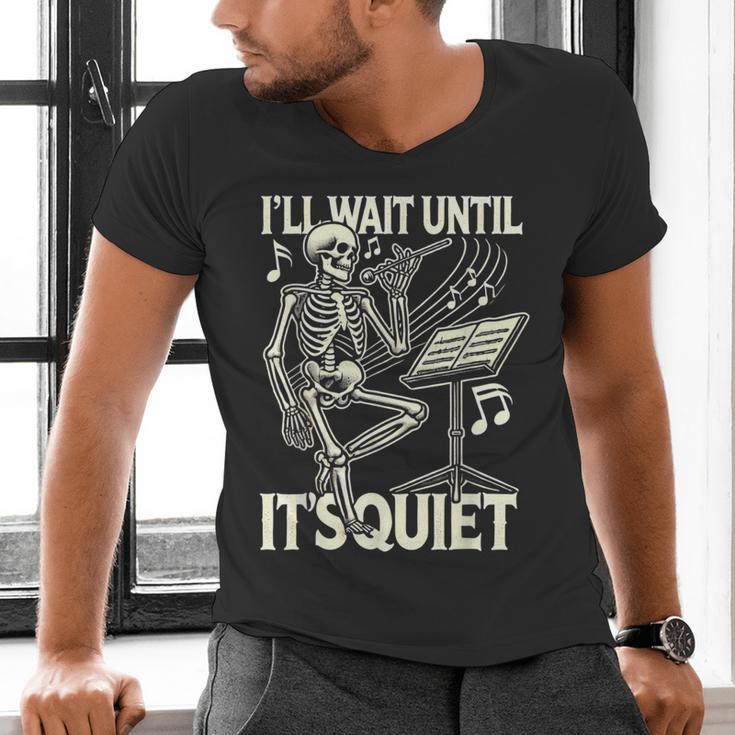 Skeleton Music Teacher I'Ll Wait Until It's Quiet Men's V-Neck T-Shirt, gift for family, gift for coworker Skeleton Music Teacher I'Ll Wait Until It's Quiet Men's V-Neck T-Shirt, gift for family, gift for coworker