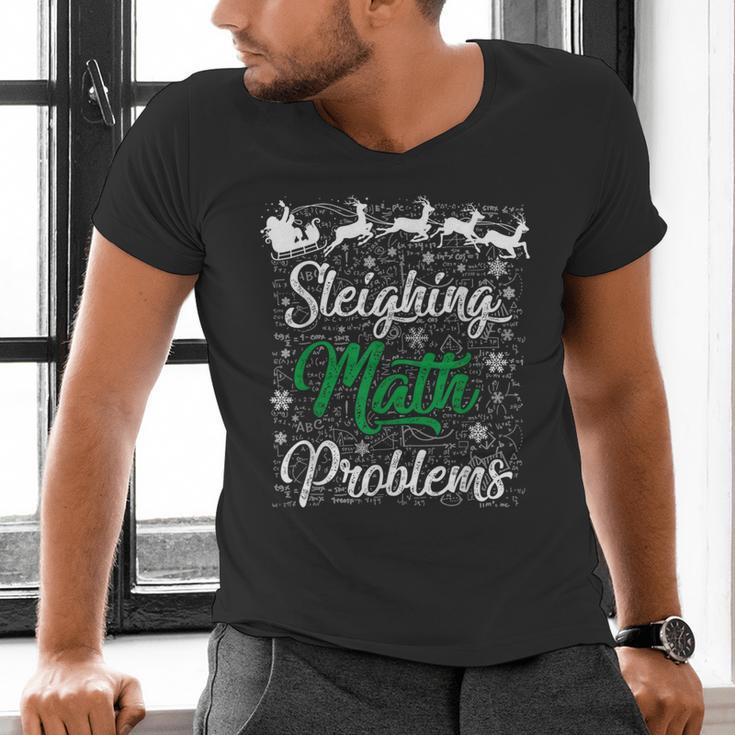 Sleighing Math Problem Xmas In Math Teacher Christmas Men Women Men's V-Neck T-Shirt, gift for family, gift for coworker
