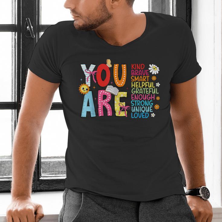 You Are Smart Brave Strong Kind Loved Motivation Teacher Kid Men's V-Neck T-Shirt, gift for family, gift for coworker
