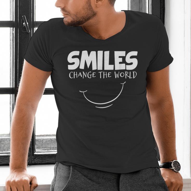 Smile Smiles Change The World Teacher T-Shirt Happy T-Shirt Men's V-Neck T-Shirt, gift for family, gift for coworker Smile Smiles Change The World Teacher T-Shirt Happy T-Shirt Men's V-Neck T-Shirt, gift for family, gift for coworker