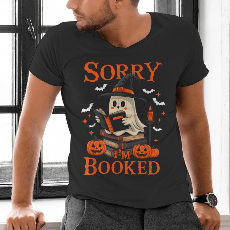 Sorry I'm Booked Ghost Reading Book Lover Teacher Halloween Men's V-Neck T-Shirt, gift for family, gift for coworker Sorry I'm Booked Ghost Reading Book Lover Teacher Halloween Men's V-Neck T-Shirt, gift for family, gift for coworker