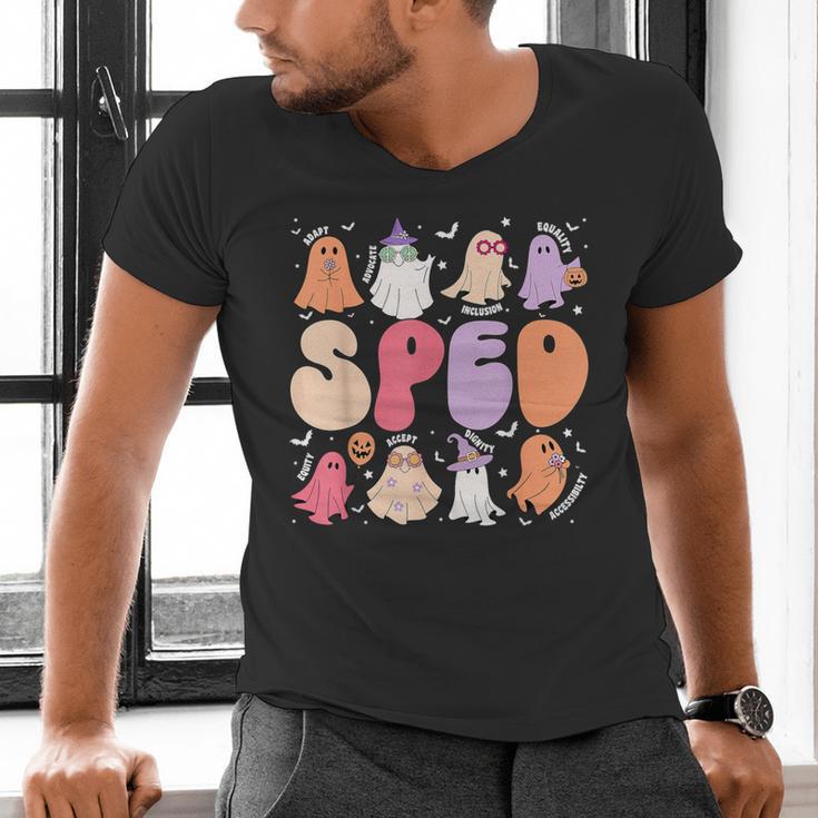 Special Education Teacher Ghosts Halloween SPED Teacher Men's V-Neck T-Shirt, gift for family, gift for coworker Special Education Teacher Ghosts Halloween SPED Teacher Men's V-Neck T-Shirt, gift for family, gift for coworker