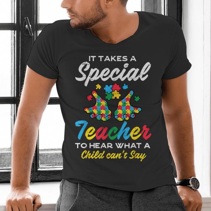 Special Teacher To Hear Child Cant Say Autism Awareness Sped Men's V-Neck T-Shirt, gift for family, gift for coworker