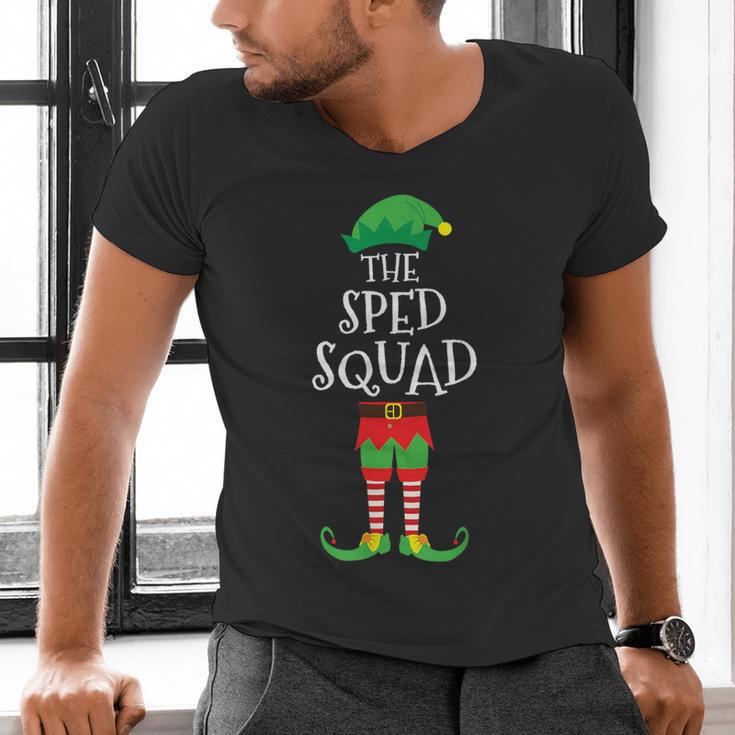 SPED Squad Elf Teacher Matching Christmas Party Pajama Men's V-Neck T-Shirt, gift for family, gift for coworker SPED Squad Elf Teacher Matching Christmas Party Pajama Men's V-Neck T-Shirt, gift for family, gift for coworker