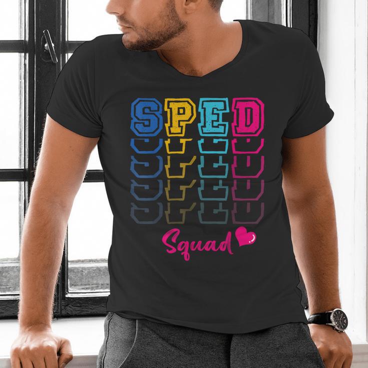 SPED Squad Proud Special Education Para Teacher Colorful Men's V-Neck T-Shirt, gift for family, gift for coworker SPED Squad Proud Special Education Para Teacher Colorful Men's V-Neck T-Shirt, gift for family, gift for coworker