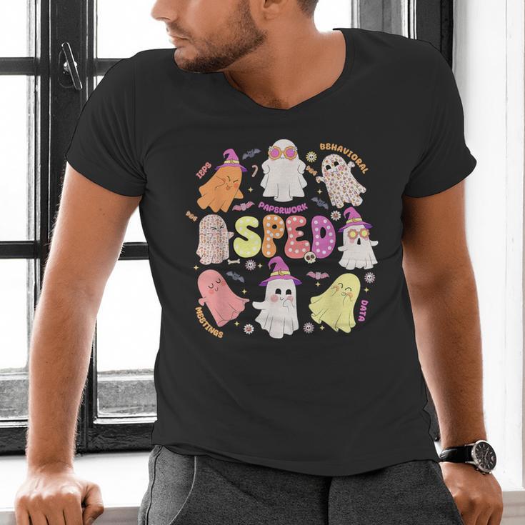 SPED Teacher Halloween Spooky Special Education Team Men Women Kids Men's V-Neck T-Shirt, gift for family, gift for coworker