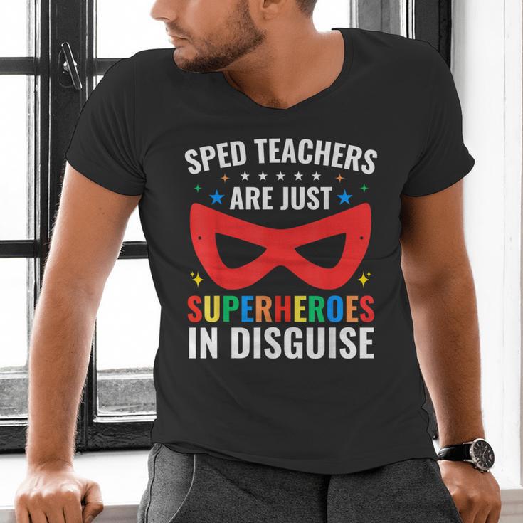 SPED Teacher Are Just Superheroes Disguise Special Education Men's V-Neck T-Shirt, gift for family, gift for coworker SPED Teacher Are Just Superheroes Disguise Special Education Men's V-Neck T-Shirt, gift for family, gift for coworker