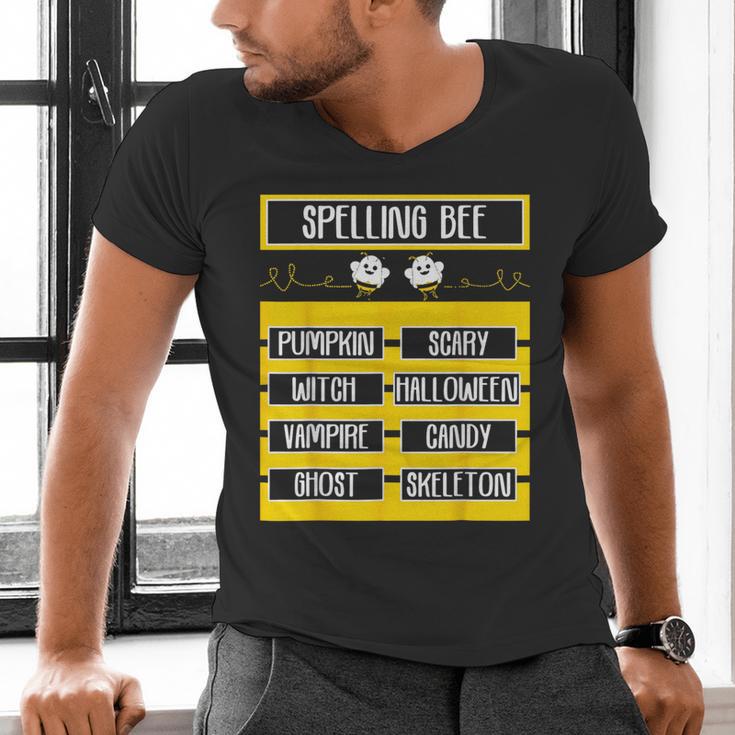 Spelling Bee Halloween Teachers Bee Spelling Competition Men's V-Neck T-Shirt, gift for family, gift for coworker