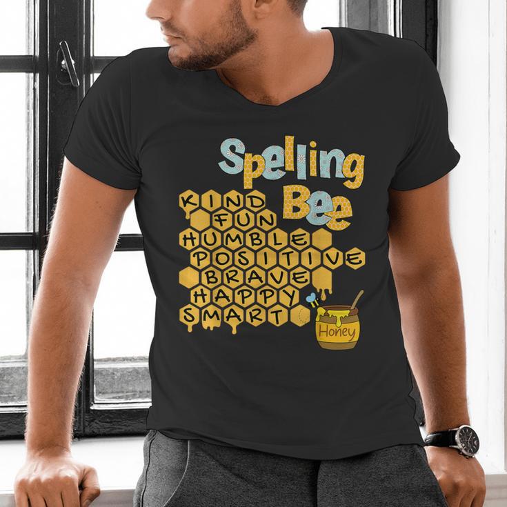 Spelling Bee Kind Positive Kindness Women Teacher Men's V-Neck T-Shirt, gift for family, gift for coworker