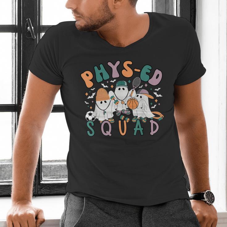 Spooky Ghost PE Teacher Squad Physical Education Halloween Men's V-Neck T-Shirt, Pe Teacher Shirts, gift for family, gift for coworker Spooky Ghost PE Teacher Squad Physical Education Halloween Men's V-Neck T-Shirt, Pe Teacher Shirts, gift for family, gift for coworker