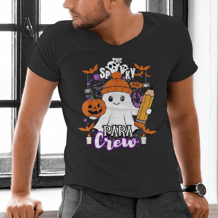 Spooky Para Crew Ghost Halloween Paraprofessional Teacher Men's V-Neck T-Shirt, gift for family, gift for coworker