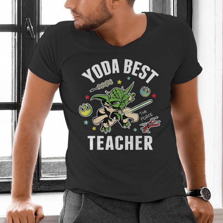 Star Wars Yoda Best Teacher Icons Men's V-Neck T-Shirt, gift for family, gift for coworker