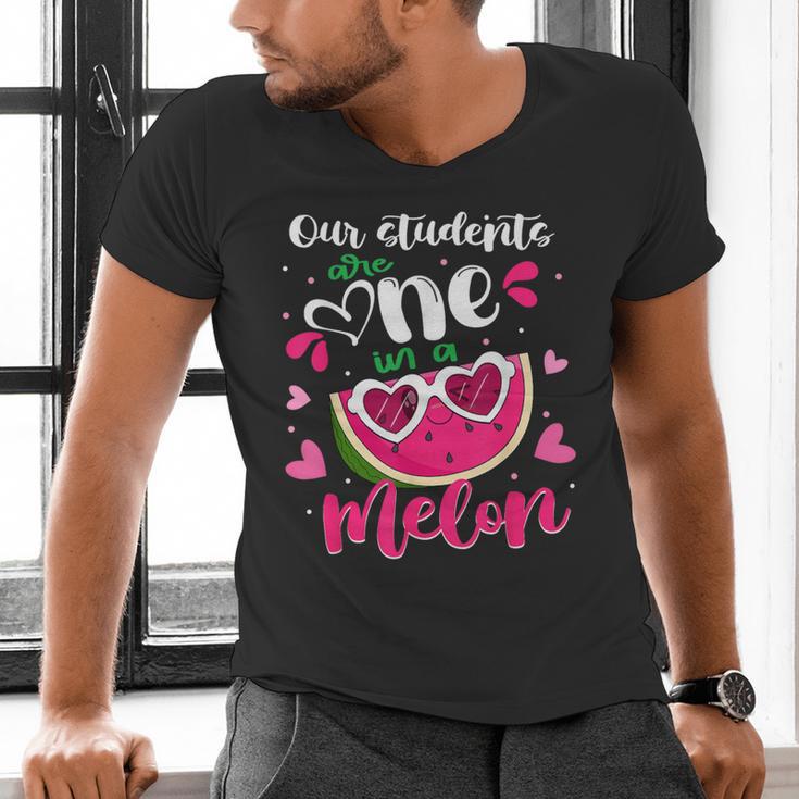 Our Students Are One In A Melon Teacher Watermelon Summer Men's V-Neck T-Shirt, gift for family, gift for coworker